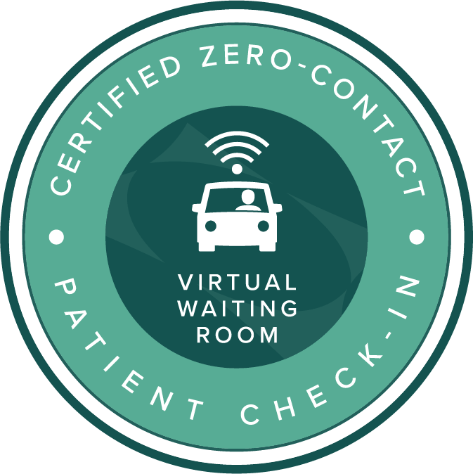 Certified zero-contact patient check-in badge