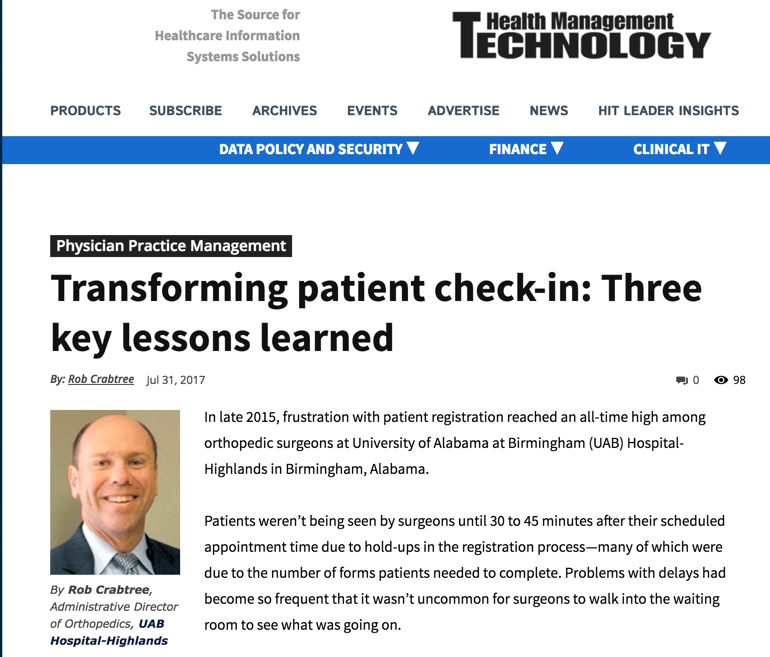 Tranforming patient check in: Three key lessons learned