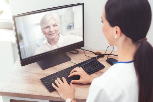 doctor using telehealth with client