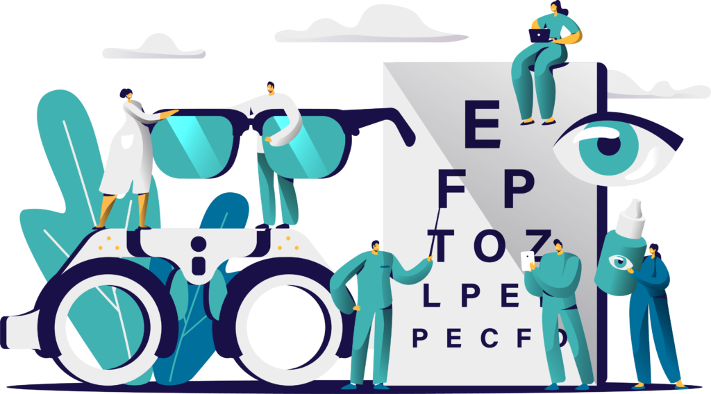 Illustration of an ophthalmology practice 