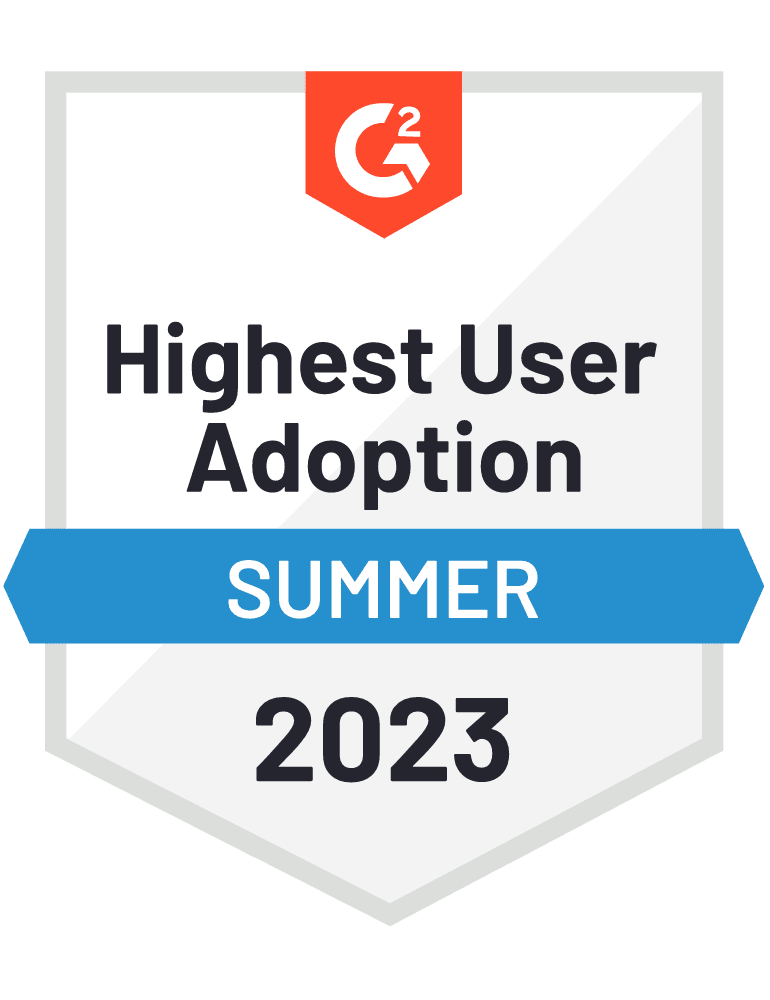 G2 Crowd Highest User Adoption Summer 2023 Award